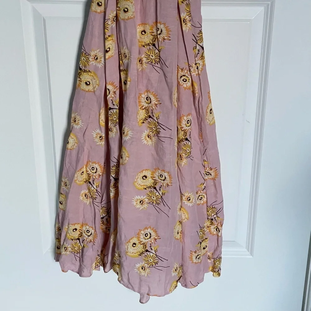 Madewell Pink Floral Long Sleeve Wrap Midi Dress Size Small 47812